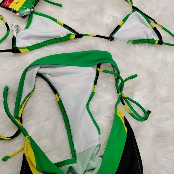 C.J.L Flag-Inspired Triangle Sexy Cheeky Bikini Set Y2K Size 5, NWT - Picture 4 of 11